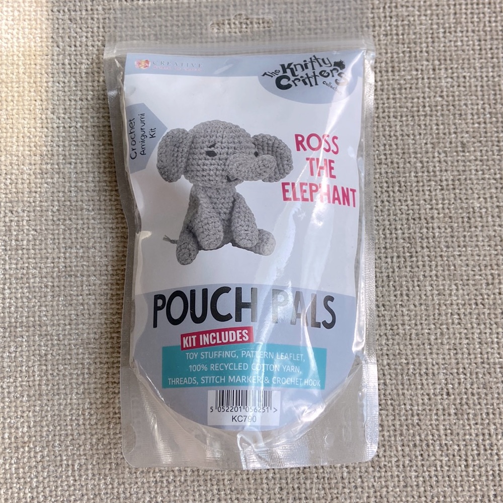 NWT Pouch Pals | Ross the Elephant Crochet Kit